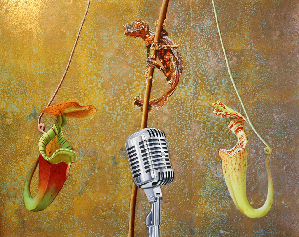 Aggressive Carnivorous Plant debate, mediator, Satanic Leaf Tailed Gecko by Bob 'Omar' Tunnoch